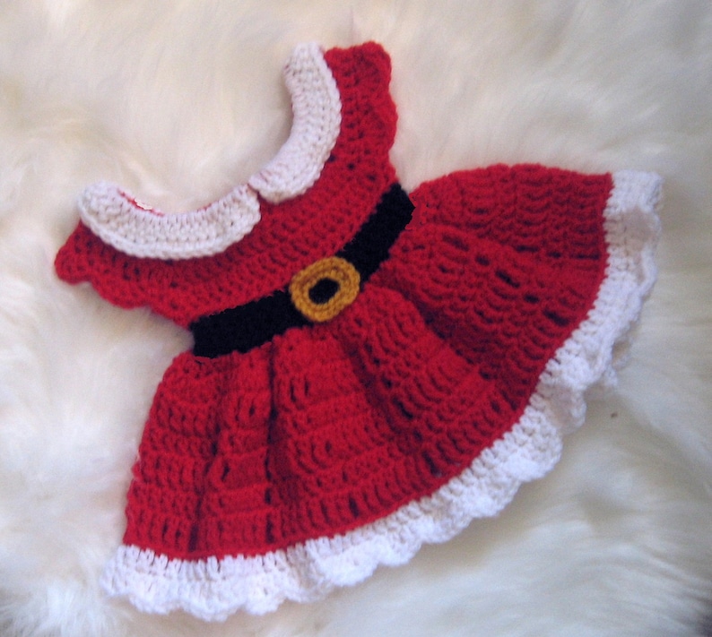 Crochet Baby Girl Christmas Dress Set Santa Claus Dress Etsy