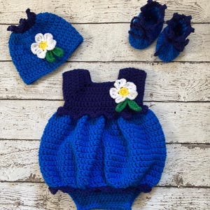 Crochet Baby Girl Blueberry Outfit Halloween Blueberry Costume Blue Costume Baby Boy Halloween Outfit Knit Blue Baby Girl Dress