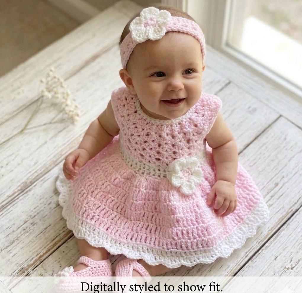 Pink and White Crochet Baby Girl Dress Set Newborn Baby Dress White Baby Outfit Light Pink Baby Knit Dress and Headband Pink Baby Girl Dress