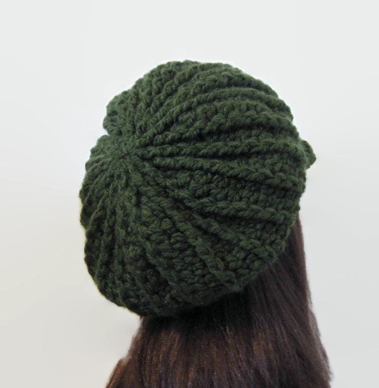 Green Slouch Crochet Newsboy Hat With Buttons Dreadlocks Hat  display picture 3