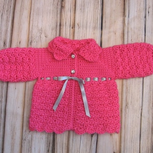 Pink Baby Sweater Set Knit Baby Girl Cardigan and Hat Pink Crochet ...