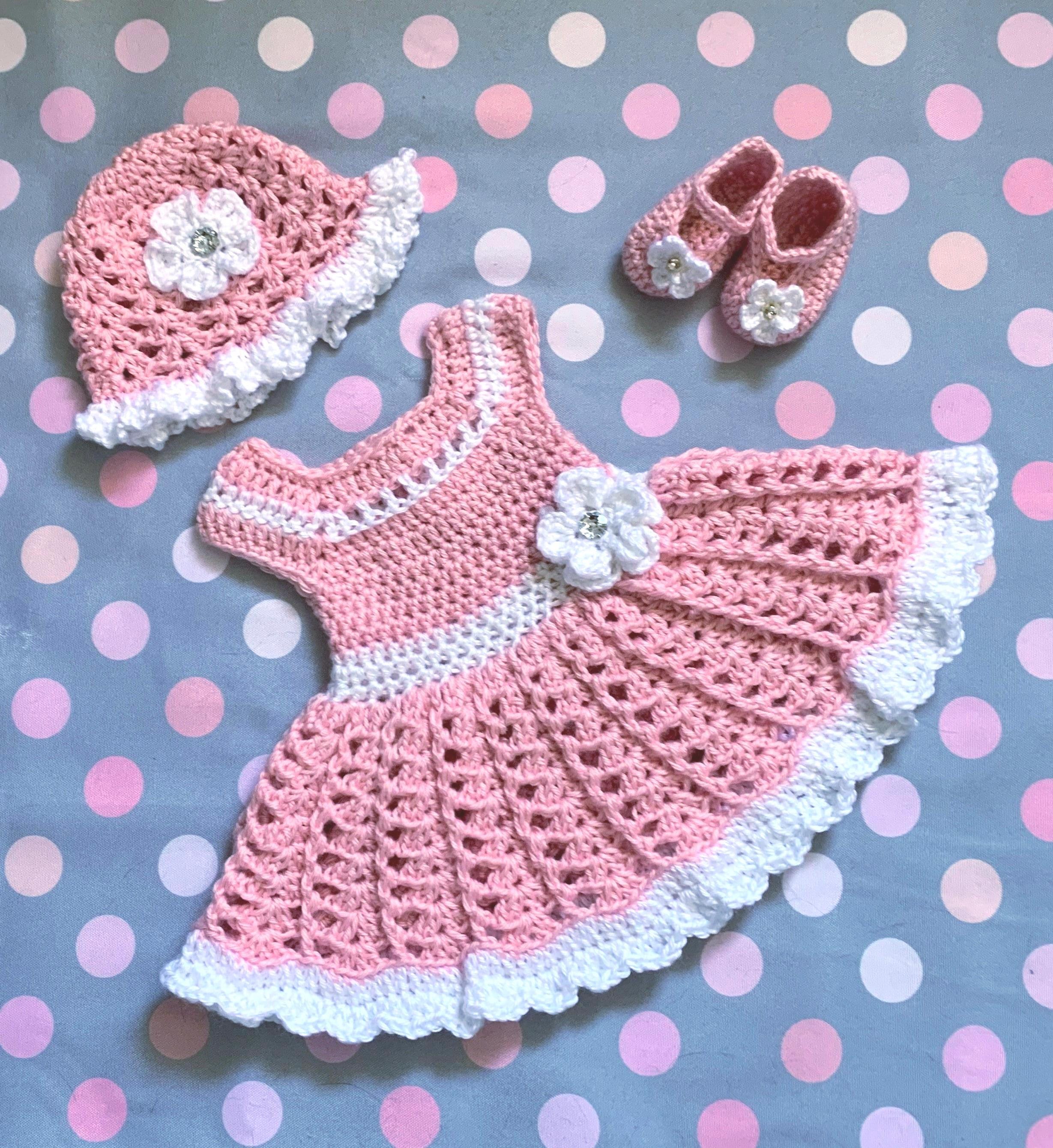 Baby Knit Dress Crochet Baby Dress Baby Dress Light Pink Set