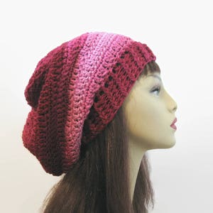 Burgundy Slouch Hat Wine Crochet Hat Dark Red Slouch Hat Wine Crochet Tam Burgundy Knit Cap Women&#39;s Red Tam Slouchy Red Beret MaroonTam
