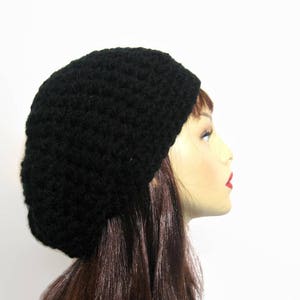 Women\'s Crochet Knitted Style Beanie Slouchy Hat Black 01 Chloe Crochet Beanie - Black | Levi main image 4