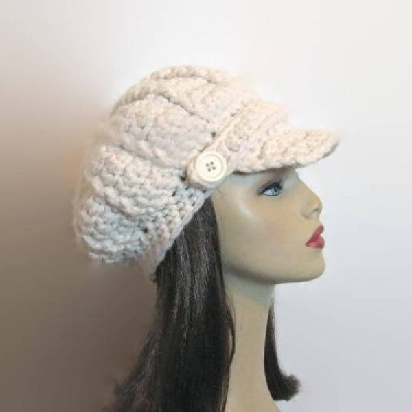 Cream Newsboy Hat Cream News boy Off White Newsboy Off White News boy Ivory Newsboy Ivory newsboy cream knit cap with visor white newsboy