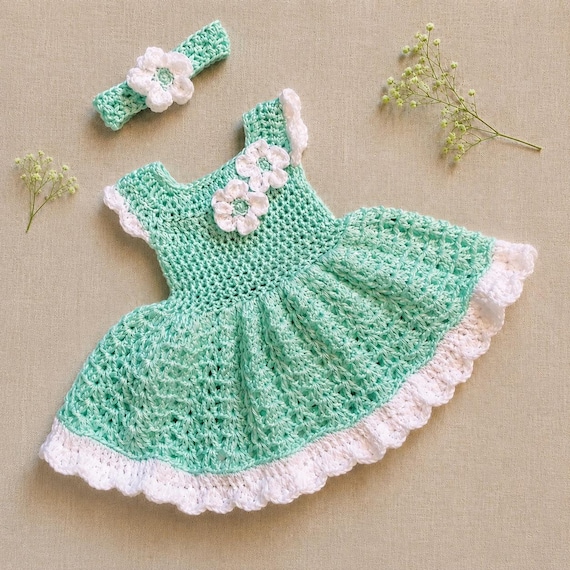 green and white crochet dress Baby Shower Gift Set Newborn Blue Baby Outfit Toddler Dress Knit Dress Headband Light Green Baby Shower Gift Crochet patterns children girls spring autumn 062026restock Crochet Maxi DressSpaghetti StrapY Size:32EU/XXS/4UK/2US