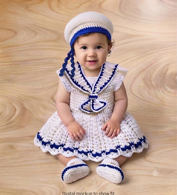 blue and white crochet dress Baby Sailor Set Newborn Baby Girl Dress Set Knit Baby Girl Sailor Outfit Knit Baby Girl Dress Preemie Sailor Dress Butter Yellow One Shoulder Collection:Catch My Heart Back Necklace Length:14