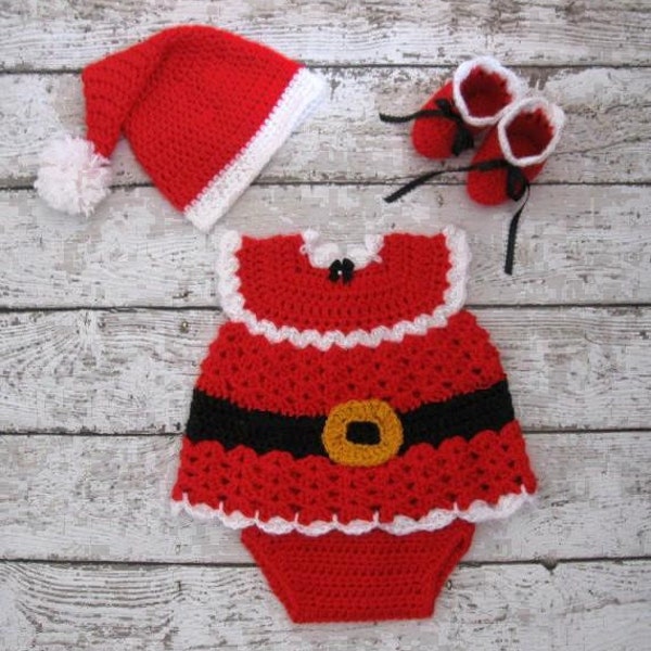 Crochet Pattern Baby Girl Christmas Dress Pattern Santa Claus Dress  Pattern  Infant Baby Dress Set Crochet Preemie baby girl Dress Pattern