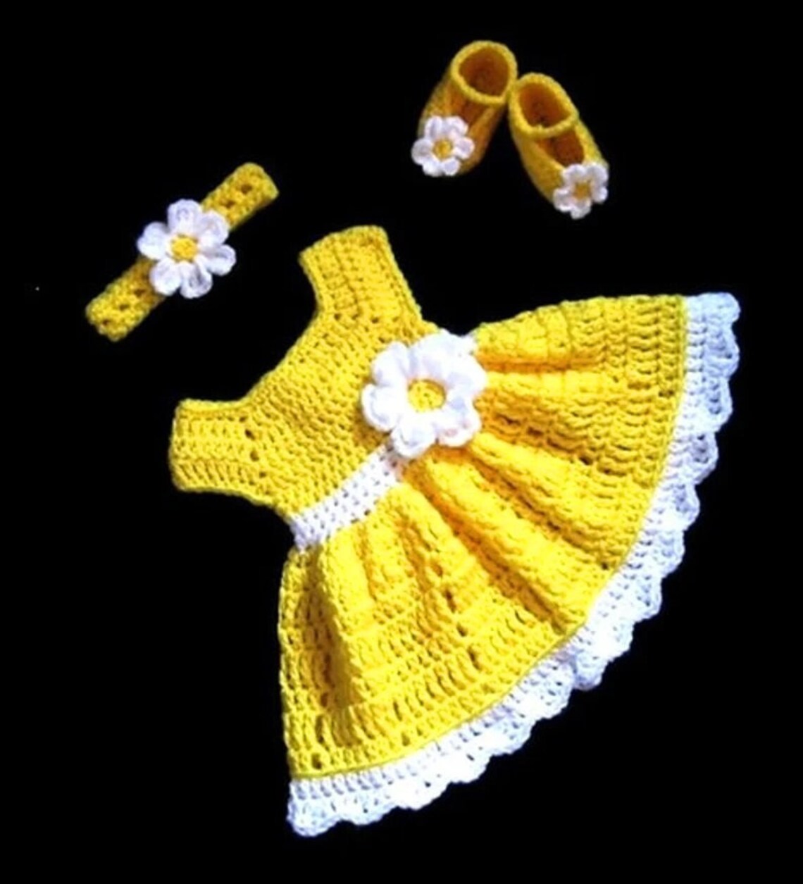 Yellow Crochet Baby Dress Set Newborn Baby Dress Baby Dress Etsy