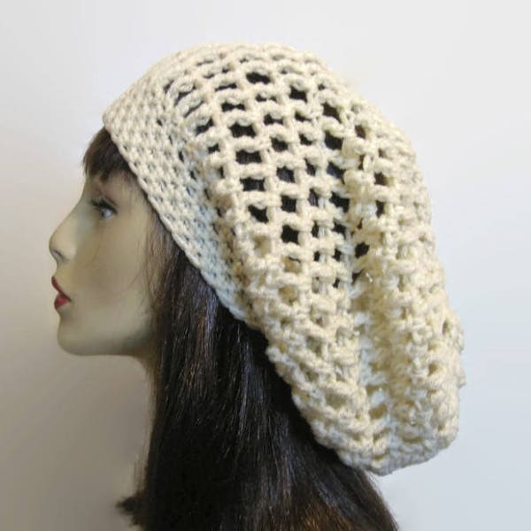 Crochet Cream Slouch Hat Slouchy Beanie Off White knit Slouch Hat Beige Crochet women's Hat Ivory Beret Cream Slouchy Hat Cream Slouch Tam