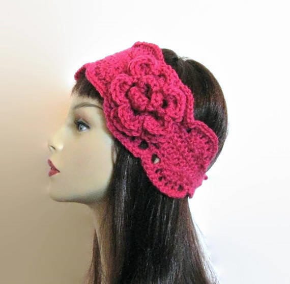 Pink Crochet Headband Learn How to Crochet a Twisted Front Headband - MJ main image 3