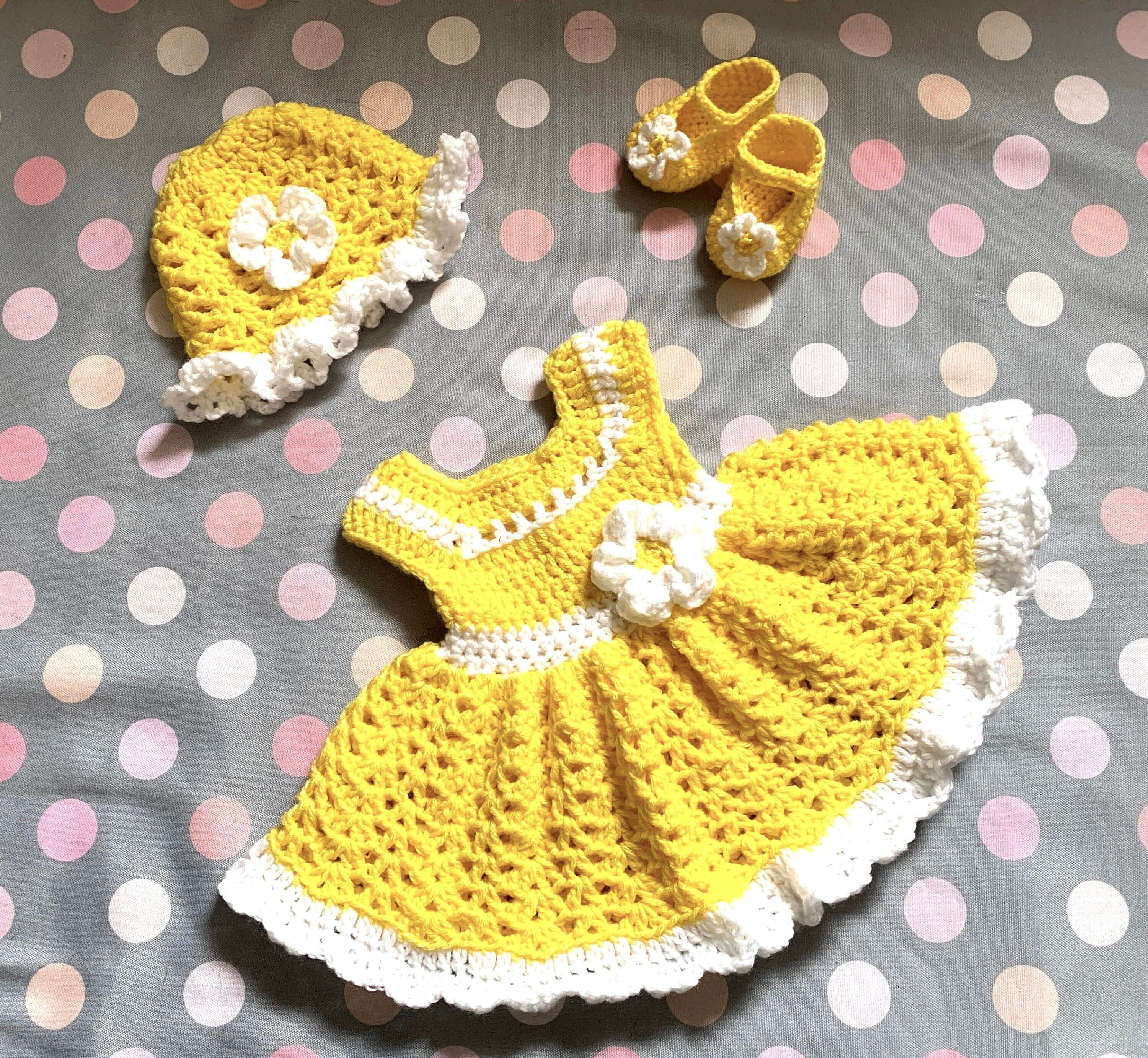Yellow Baby Knit Dress Crochet Baby Dress Baby Dress Set Newborn