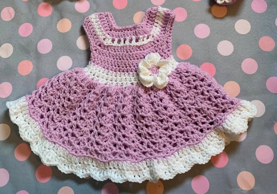 Vestito viola all'uncinetto per neonati, set di vestiti per