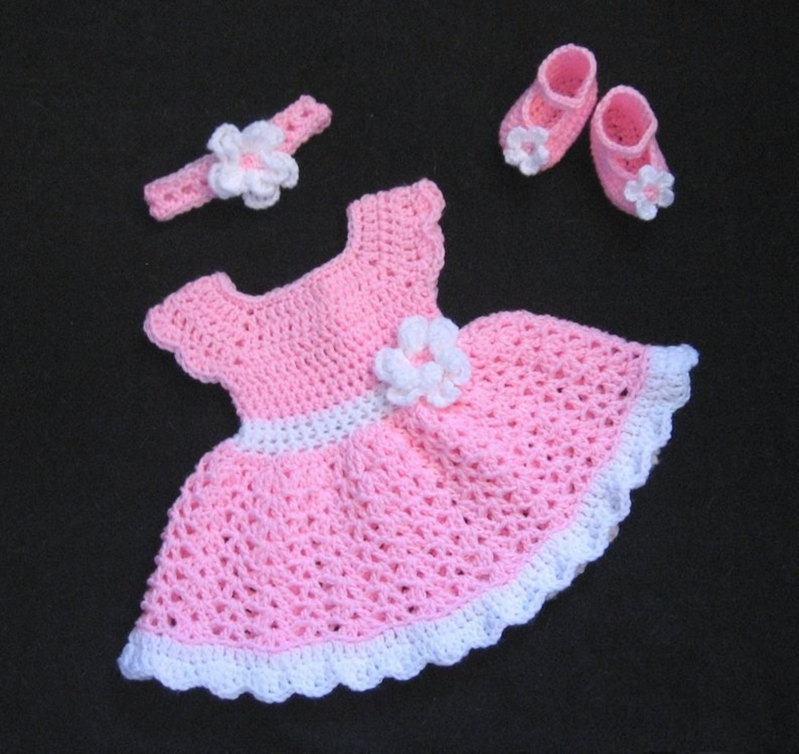 Pink Crochet Baby Dress Set Newborn Baby Dress Pink Toddler Etsy