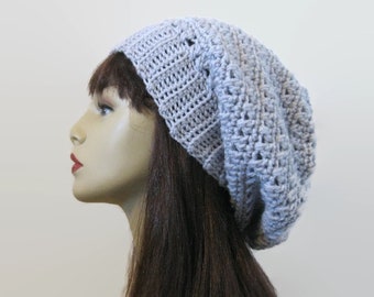 Gray Slouchy Beanie Crochet Slouchy Hat gray beanie Hat light gray Cap gray Knit Beanie slouch Beret crochet women's hat slouchy knit beanie