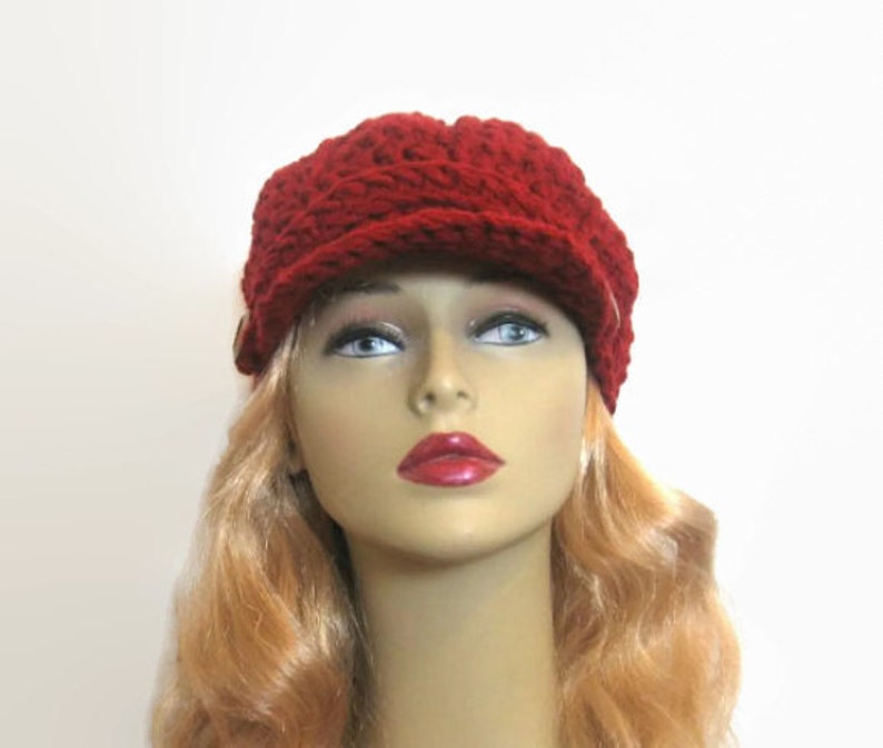 Red Knit Newsboy Hat Red Crochet News Boy Maroon News Boy Etsy