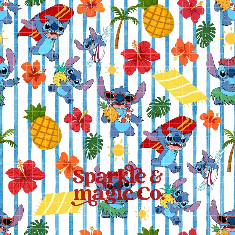 Stitch Tropical Beach Pattern (digital Download) Seamless Sublimation ...