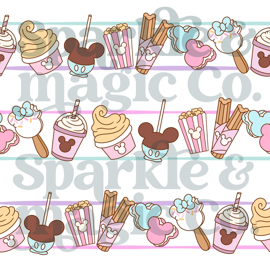 Disney Snack Seamless Pattern PNG | Cute Theme Park Snack Pattern ...