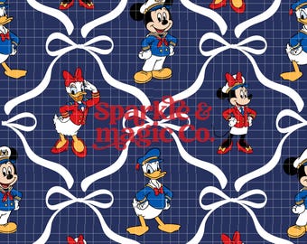 Disney Cruise Character Bow Pattern (Digital Download) Seamless Sublimation Fabric Print