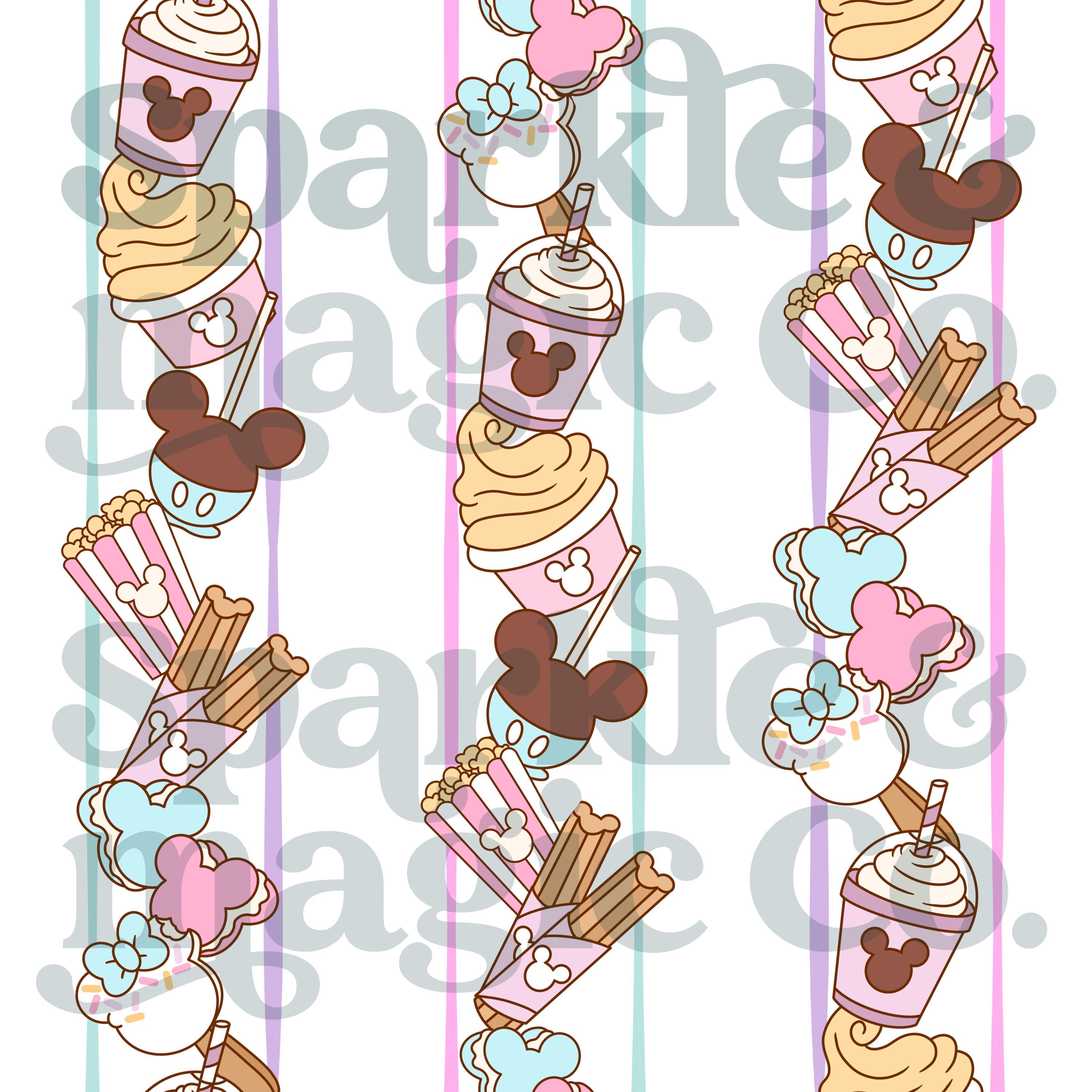 Disney Snack Stripe Seamless Pattern PNG | Cute Theme Park Snack ...