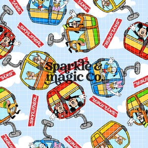Disney Skyliner Classic Pairs Tossed Pattern (Digital Download) Seamless Sublimation Fabric Print