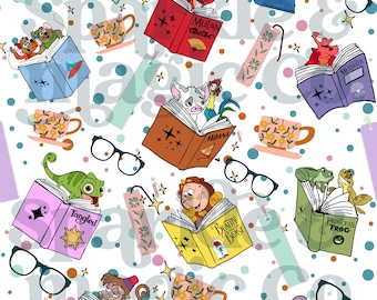 Storybook Characters Seamless Pattern, Fabric Print (Digital Download)