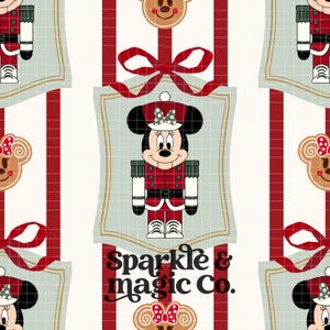 Nutcracker Christmas Disney Minnie Red Seamless Pattern | Sublimation Fabric Print (PNG)