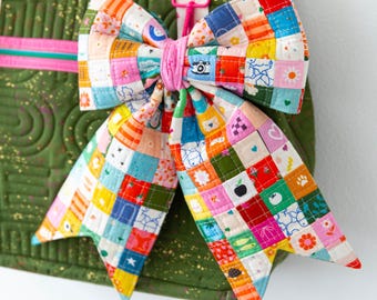 Mini Patchwork Quilted Bows Sewing Pattern PDF • Confident Beginner • Scrap Fabric Project • Digital Download