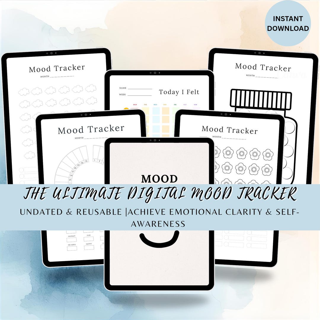 Digital Mood Tracker A4 A5, Printable Mental Health Journal, Undated ...