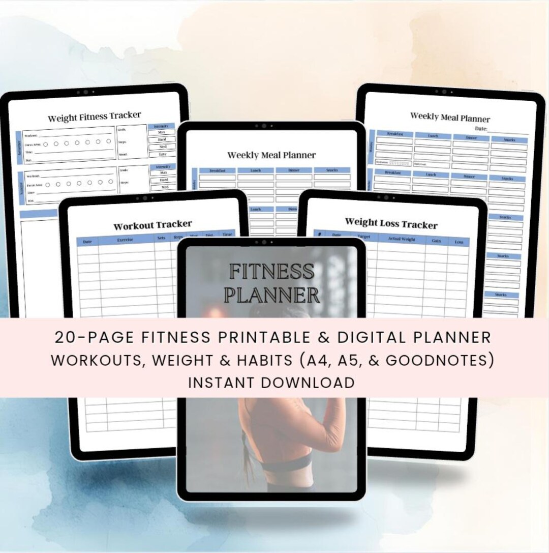 Fitness Planner Printable | Workout, Weight Loss Tracker (A4 A5 ...