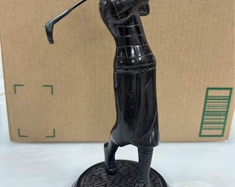Vintage Spelter Golfing Man Statue – Antique Style Golfer Figurine – 9.5” Tall – Classic Sports Decor