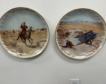 Frederic Remington Collector Plates, Gorham Fine China Western Art Set