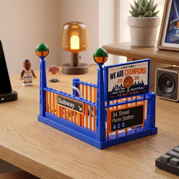 Decorazione da scrivania per l'ingresso della metropolitana dei NY Knicks / Edizione Campionato stampata in 3D / Regalo per tifosi di basket di New York / Oggetto da collezione per Penn Station