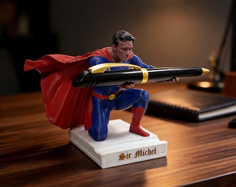 Superhuman Pen Holder | steel man Desk Organizer | Superhero Desk Decor |  Gift for Him | Comic Fan Gift | Pen Stand - Father’s Day Gift
