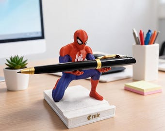 Spider Hero Pen Holder – Superhero Desk Organizer | Back to School Gift | Graduation Gift for Students | Gamer Desk Accessory | Teacher Gift