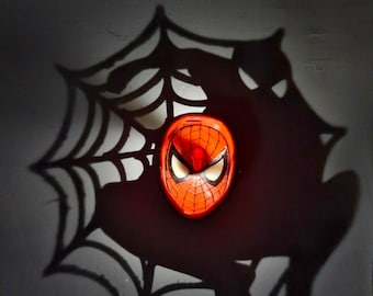 Spider Wall Shadow Lamp Night Light, Spider Mask LED Wall Light, Superhero Gift, Kids Bedroom Decor, Unique Gift for Boys, Wall Light