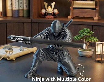 Ninja Pen Holder Desk Decor, 3D Printed Samurai Pencil Holder, Office Desk Organizer, Ninja Lover Gift, Gamer Desk Accessory