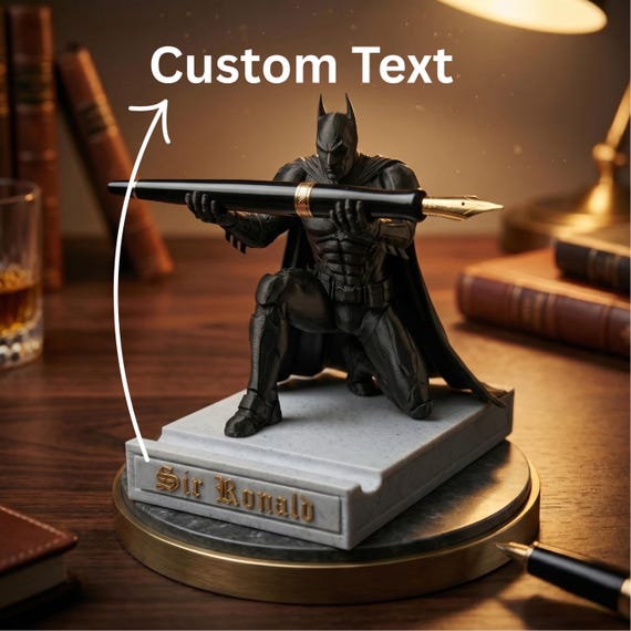 Bat Pen Holder – 3D Printed Knight Desk Organizer, Superhero Decor, Unique Office and Comic Fan Gift, Birthday, Father’s Day Gift