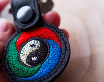 Porte-clés Tai Chi personnalisé | Porte-clés en cuir avec broderie Yin Yang | Cadeau pour professeurs de Tai Chi