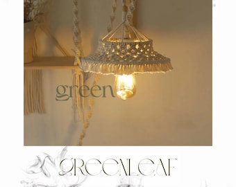 Handmade Macrame Lampshade Wall Hanging | Boho Cotton Rope Woven Lamp Cover | Bohemian Tapestry Decor