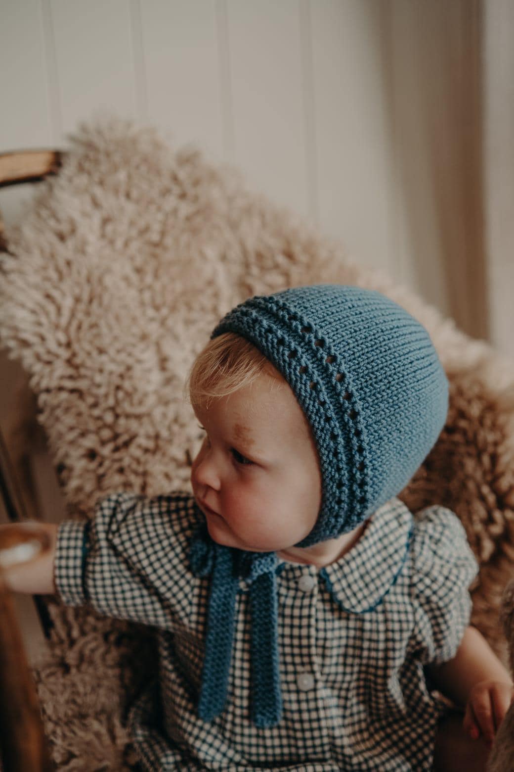 Eva Bonnet - Hand-knittted woollen baby and toddler bonnet