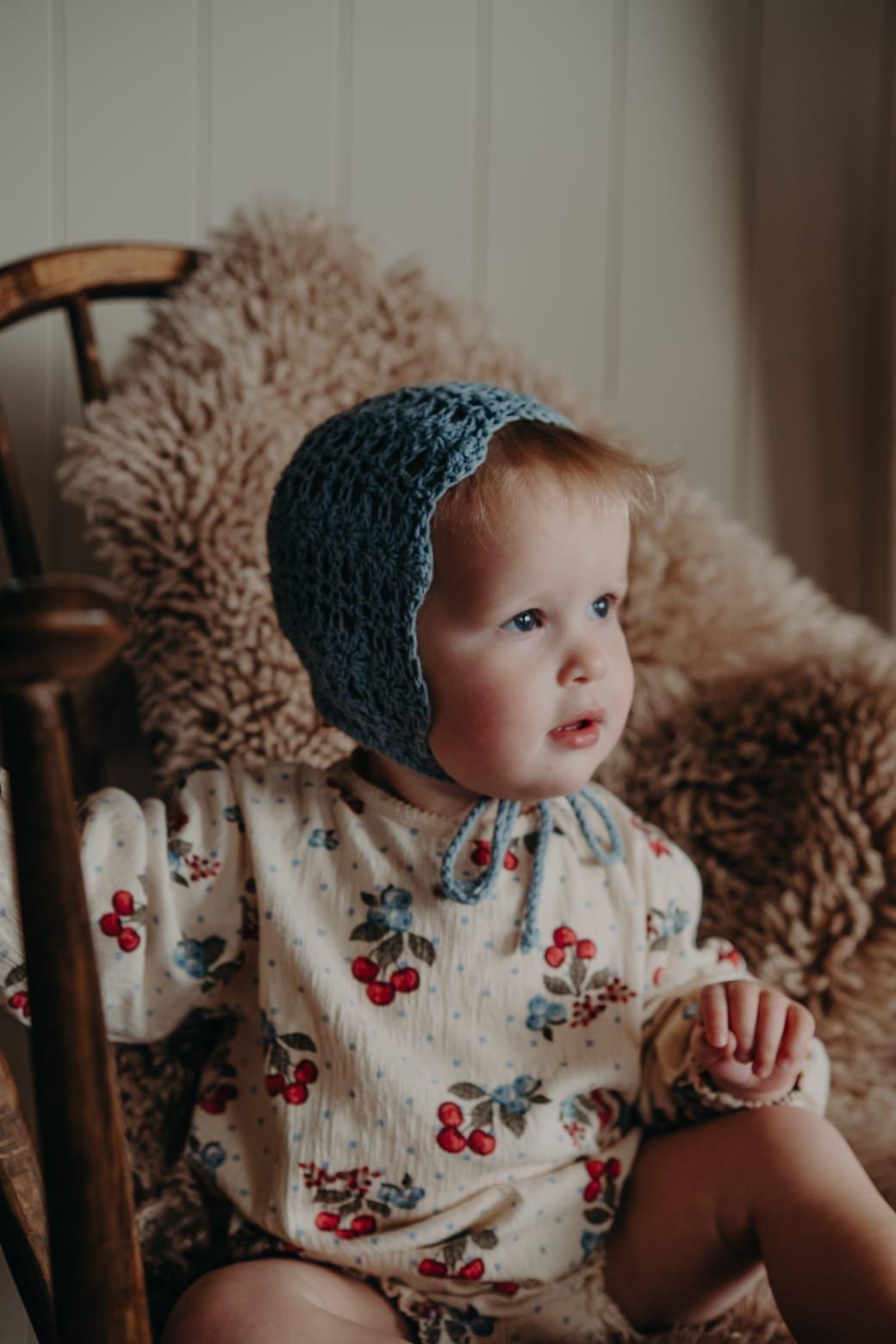 Beatrice Bonnet - Crochet cotton & woollen baby and toddler hat