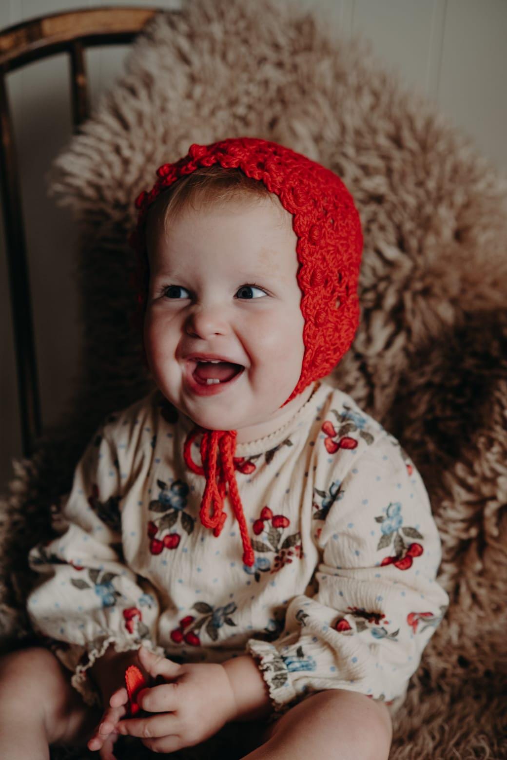 Dulcie Bonnet - Crochet cotton & woollen baby and toddler hat