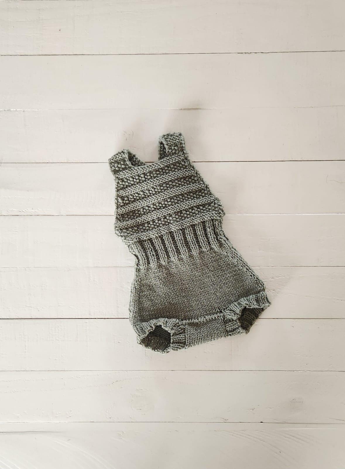 Freddie Romper - Hand-knitted merino wool and cotton baby and toddler overalls