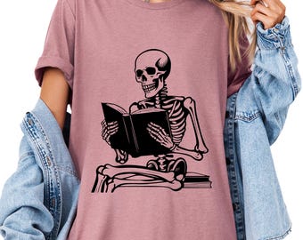 Camiseta de esqueleto lector / Camiseta gráfica de la Academia Dark Lover de los libros