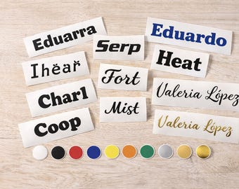 Pegatina Vinilo Personalizada Nombre - Sticker calcomanía Texto para Coche, Portátil, varios fuentes a elegir