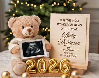 New Year 2026 Baby Digital Announcement, Simple Neutral New Year Baby, Social Media Reveal, New Year's Pregnancy, Editable Canva Template