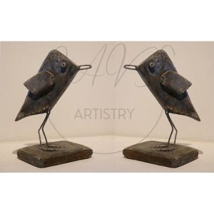 Handcrafted Bird Metal & Wood Structure