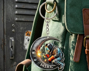 Personalized Welder Acrylic Keychain, Custom Name Welding Gift for Him, Skilled Tradesman Keyring