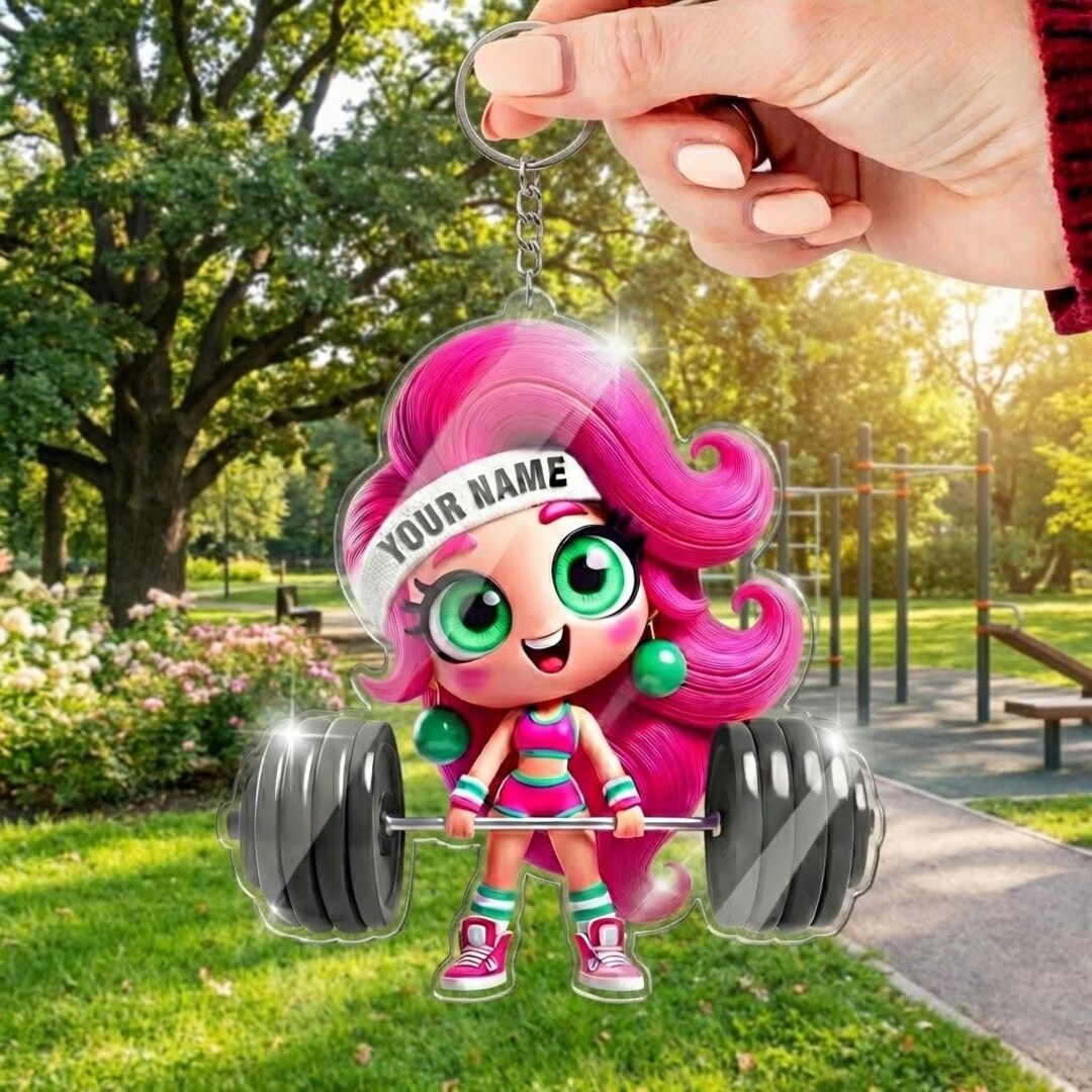 Personalized Gym Girl Keychain, Custom Powerlifter Gift - Etsy